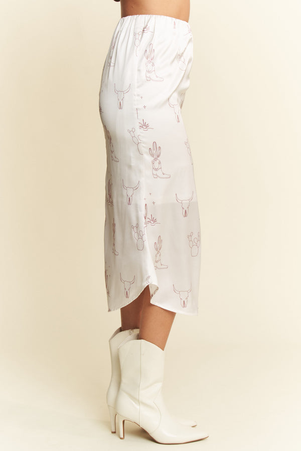 Davi & Dani Western Conversational Printed Midi Skirt