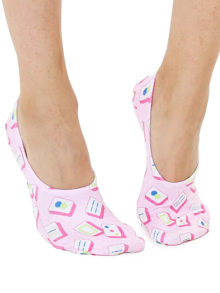 No-Show Liner Socks - Mahjong Tiles - Pink