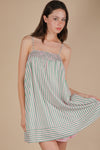 Very J Smocking Detail Stripe Woven Mini Sundress