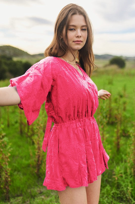 SALE Wrap Front Loose Open Tie Closure Romper