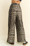 Leopard Drawstring Straight Pants