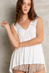 Sleeveless v-neck babydoll loose fit knit top