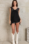 Sleeveless v-neck babydoll loose fit knit top
