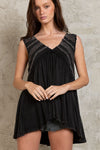 Sleeveless v-neck babydoll loose fit knit top