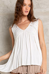 Sleeveless v-neck babydoll loose fit knit top