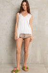 Sleeveless v-neck babydoll loose fit knit top