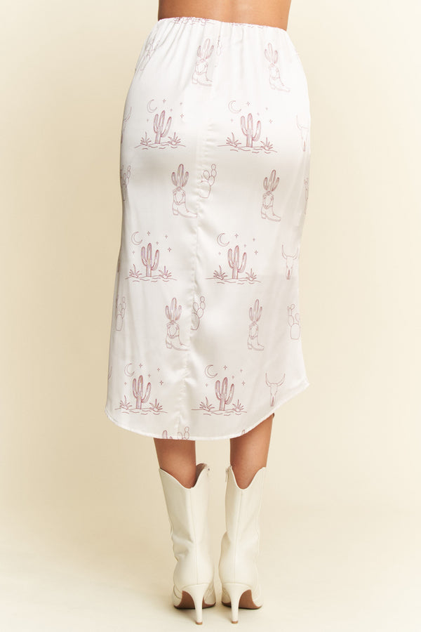 Davi & Dani Western Conversational Printed Midi Skirt