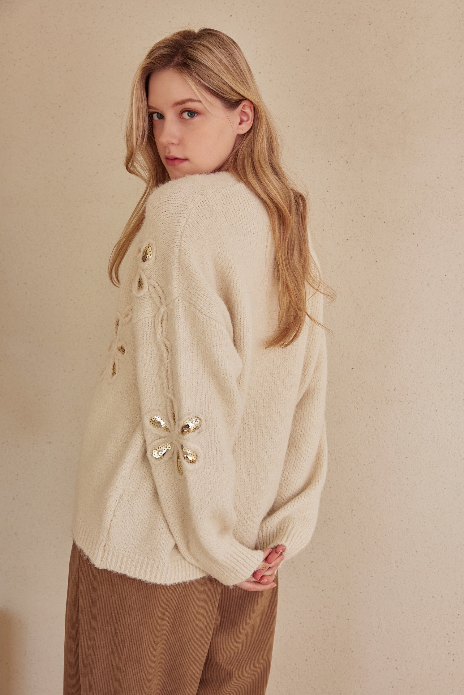 Mello Sequin Floral Cardigan