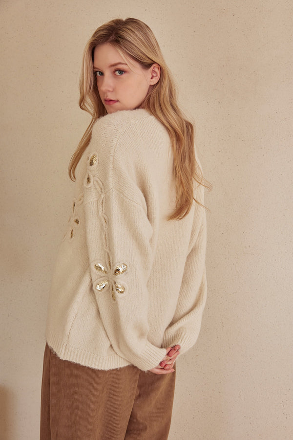 Mello Sequin Floral Cardigan