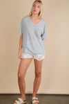 Very J Oversized Stripe Casual V-neck Knit Top
