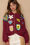 SALE POL Patch embellishment sweater crop jacket