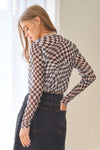 Checker Board Printed Mesh Long Sleeve Top - 4 Colors