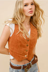 Blue B Corduroy Crop Studded Vest