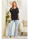 Andree Tunic Top Features A V-Neckline, Overlock Edge - Curvy Size