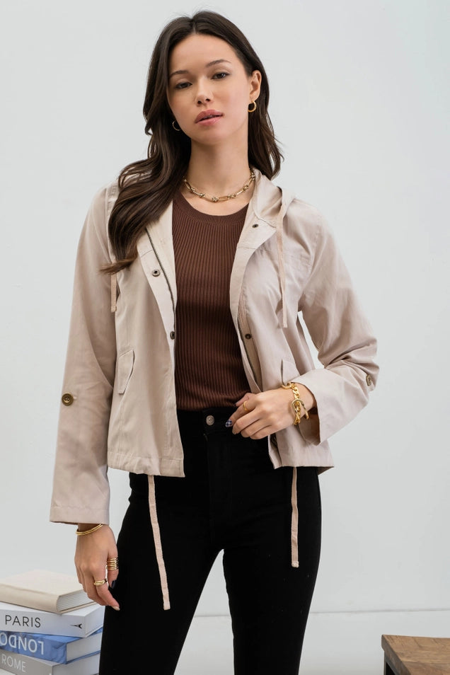Blu Pepper Snap Button Zip Up Hooded Jacket