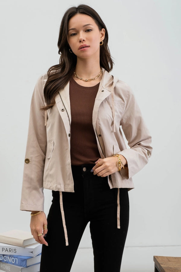 Blu Pepper Snap Button Zip Up Hooded Jacket