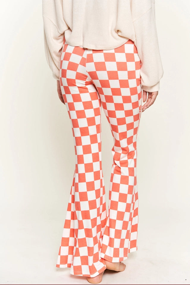 Jade by Jane Pink Flared Checkered Pants
