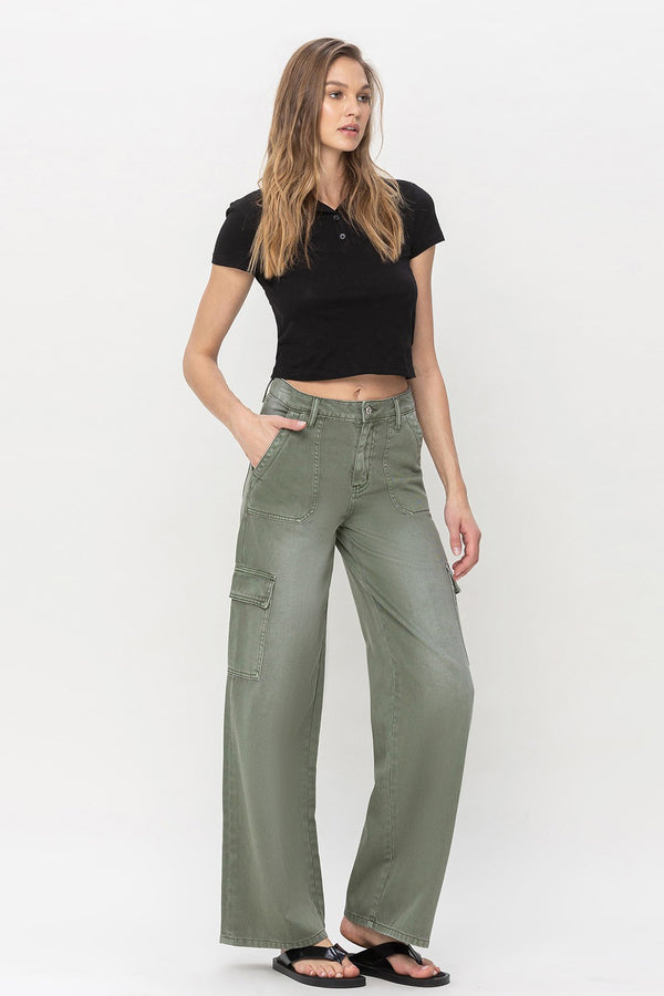 SALE Vervet High Rise Olivia Utility Cargo Wide Leg Jeans