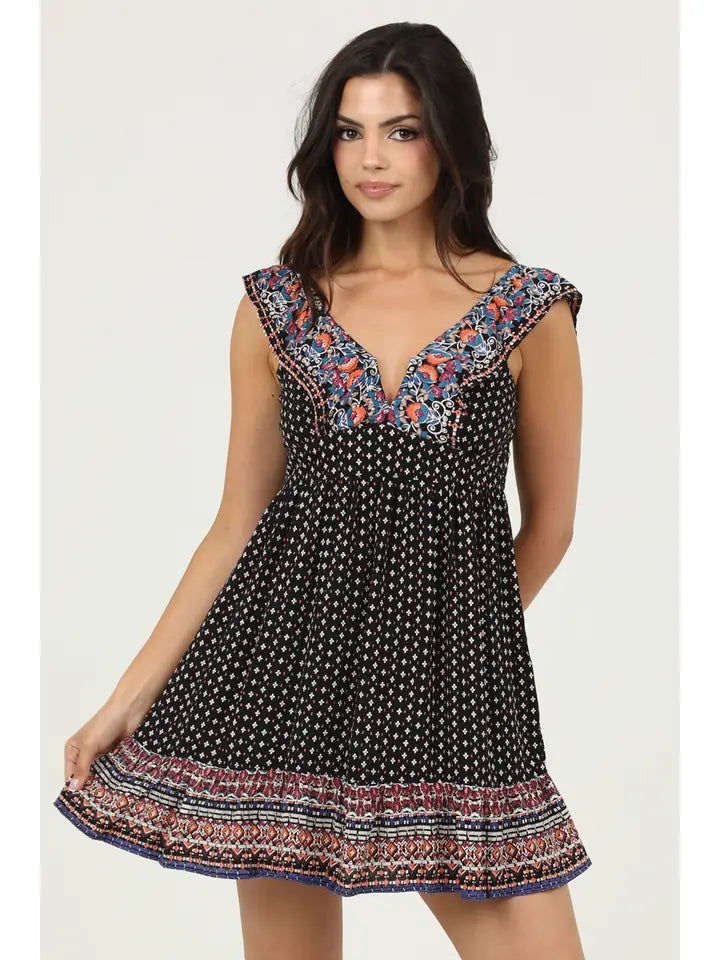 Angie Notch Neck Ruffle Sleeve Sundress