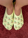 No-Show Liner Socks w/ Crystal Jewels - Cherries - Yellow