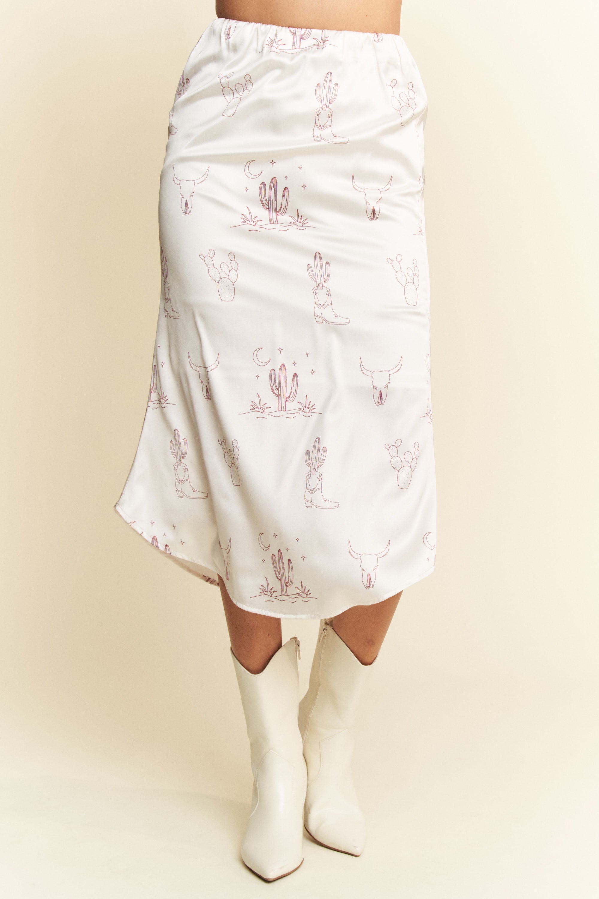 Davi & Dani Western Conversational Printed Midi Skirt