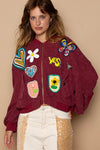 SALE POL Patch embellishment sweater crop jacket
