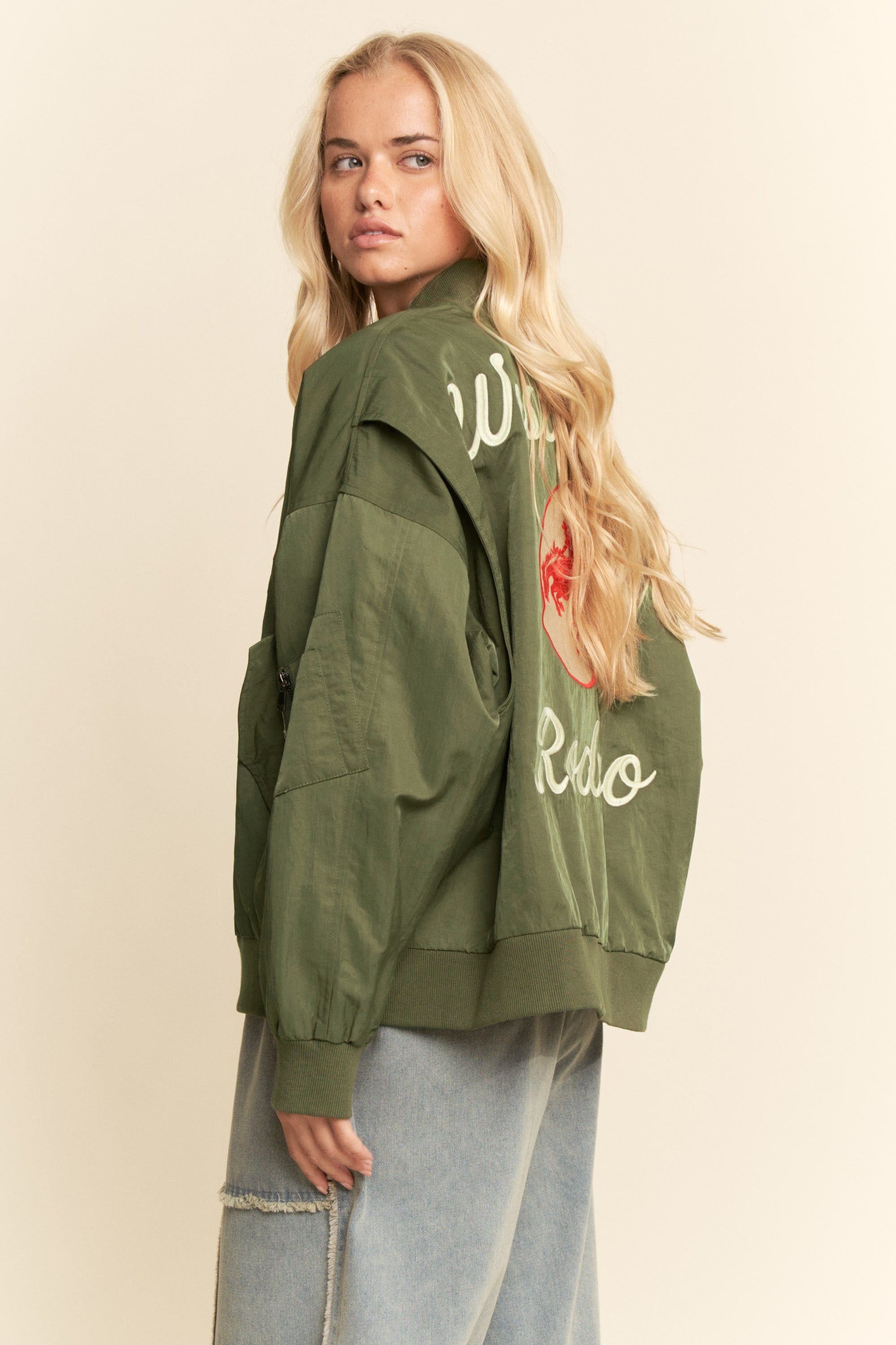 Davi & Dani West Coast Rodeo Embroidered Bomber Jacket