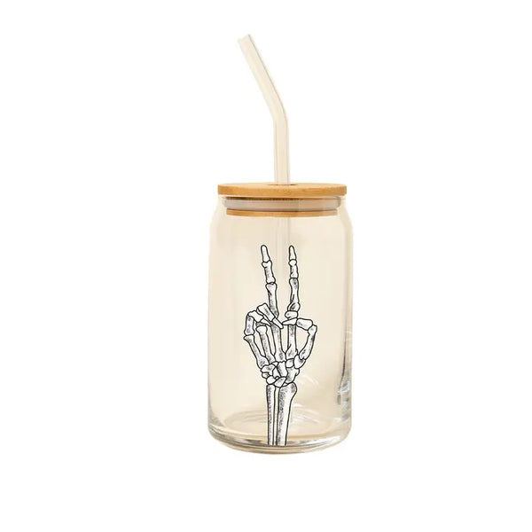 Halloween Can Glass W/Lid
