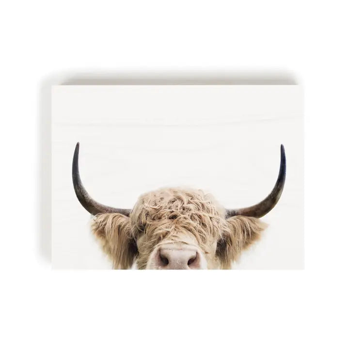 Peeking Cow Wood Block Décor