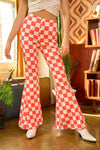Jade by Jane Pink Flared Checkered Pants