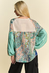 Davi & Dani Floral Patchwork Balloon Sleeve Knit Pullover Top - Curvy Size