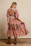 Floral Print Mix And Match Midi Dress With Waist E