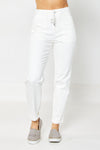 Judy Blue HW Garment Dyed Cuffed Jogger - White