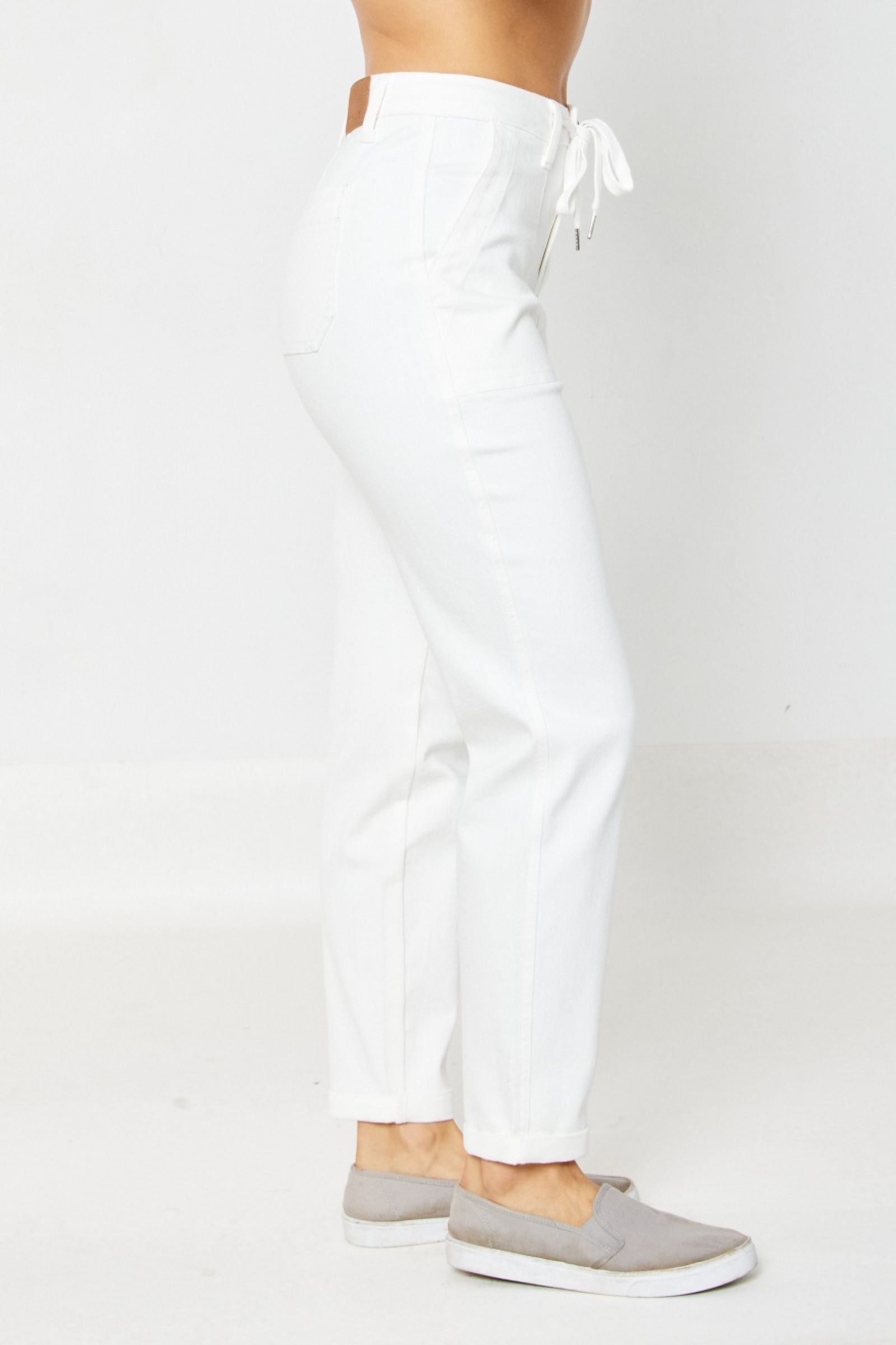 Judy Blue HW Garment Dyed Cuffed Jogger - White