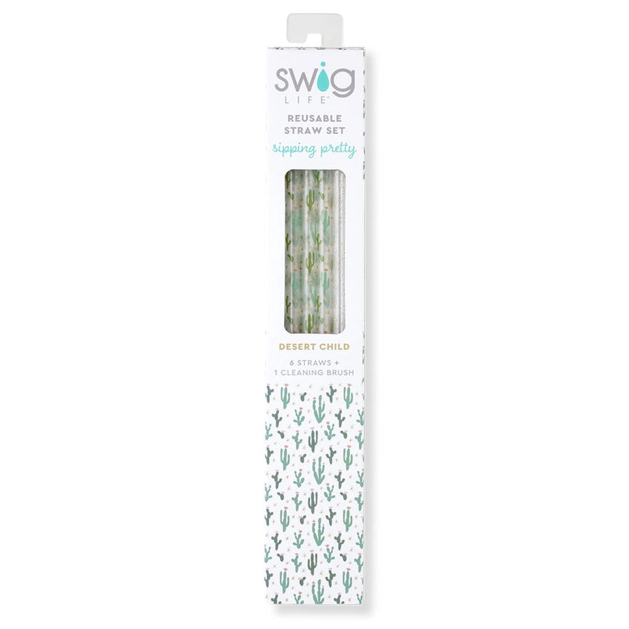 SWIG Desert Child + Gold Glitter Reusable Straw Set