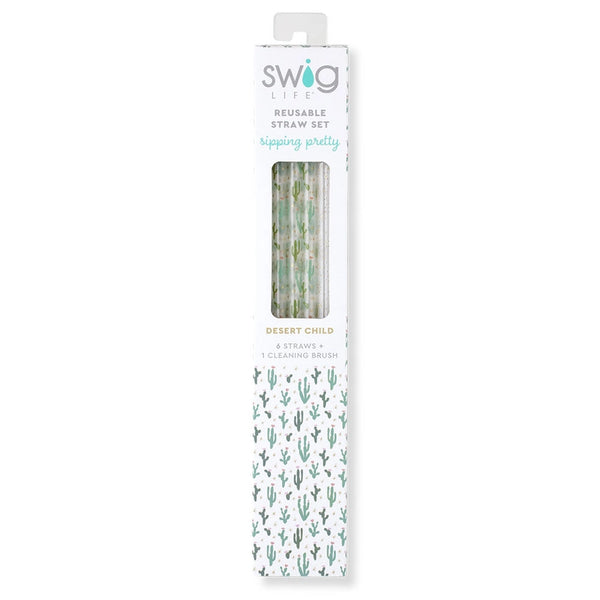 SWIG Desert Child + Gold Glitter Reusable Straw Set