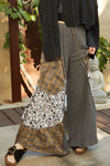 POL Thermal woven mixed raw edge casual pants
