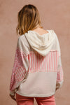 Bibi Waffle Knit and Print Mixed Hoodie Top