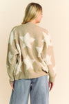 Davi & Dani Fuzzy Knit Star Loose Fit Button Down Cardigan