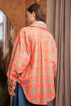 Plaid Orange Pink Jacket Shacket - Curvy Size