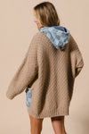 WASHED CHECKER DENIM ZIP UP SWEATER CARDIGAN