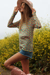Checker Board Printed Mesh Long Sleeve Top - 4 Colors