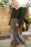 POL Thermal woven mixed raw edge casual pants