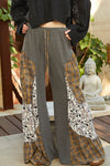 POL Thermal woven mixed raw edge casual pants