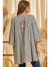 Open Front Embroidered Cardigan