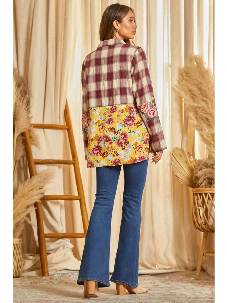 Embroidered Button Up Top