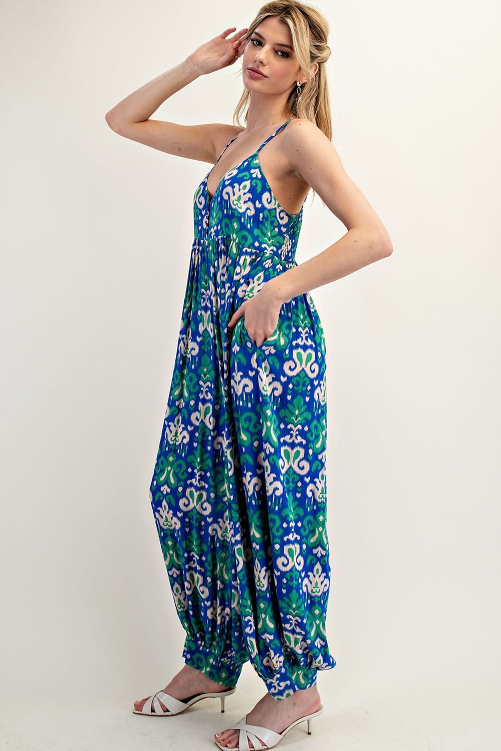 eesome Sleeveless Boho Printed Harem Jumpsuit