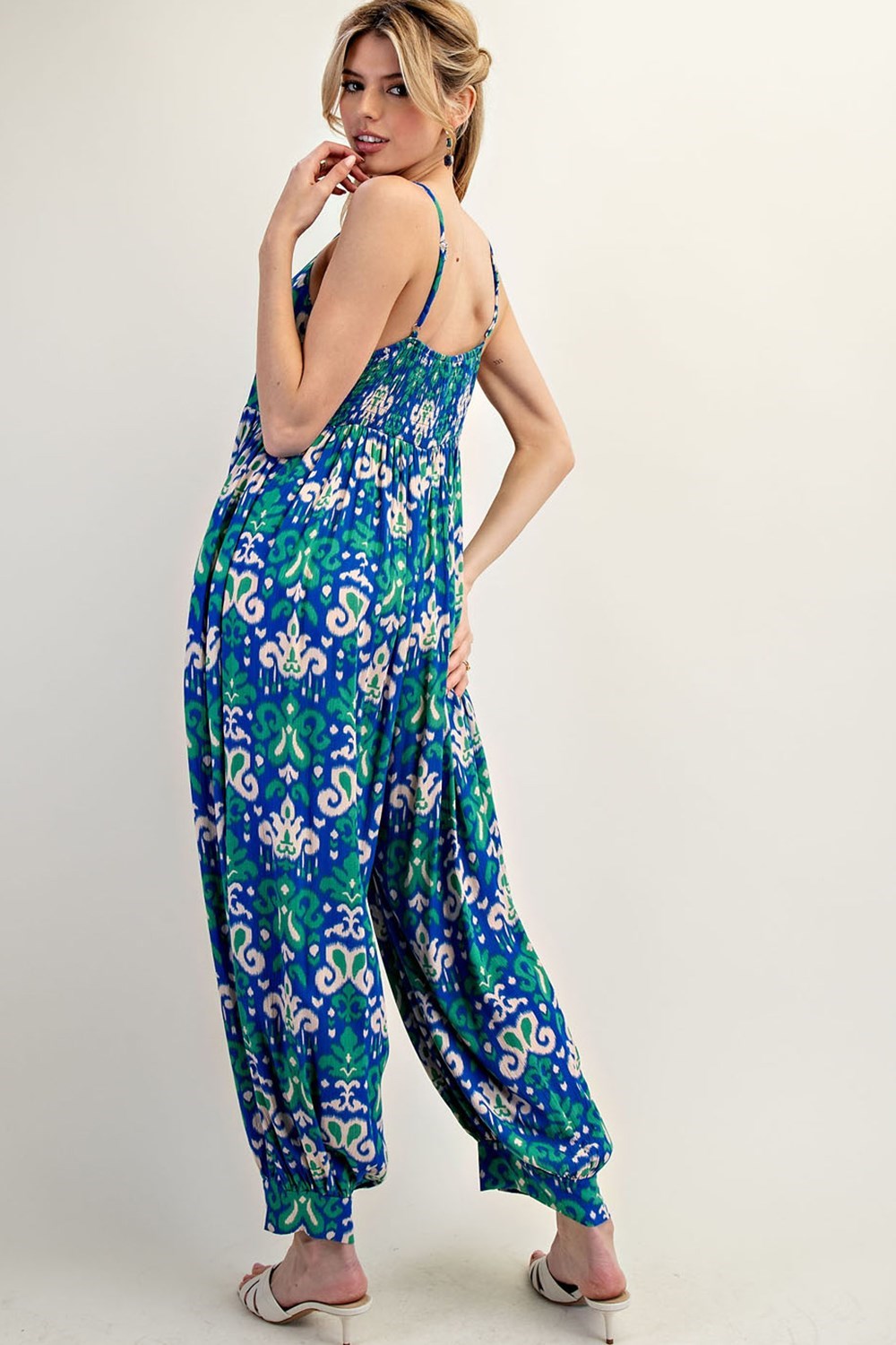 eesome Sleeveless Boho Printed Harem Jumpsuit