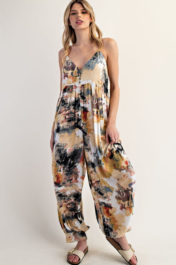 eesome Sleeveless Tie Dye Jumpsuit
