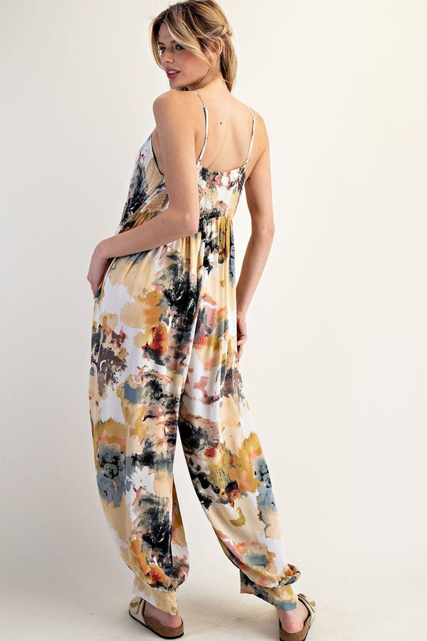 eesome Sleeveless Tie Dye Jumpsuit